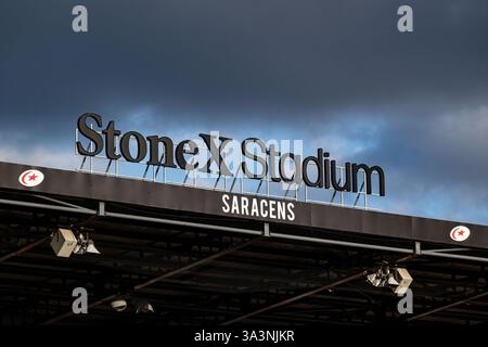 London, Großbritannien. März 2025. Das StoneX Stadium am 16. März 2025 im StoneX Stadium in London, England. Foto von Phil Hutchinson. Nur redaktionelle Verwendung, Lizenz für kommerzielle Nutzung erforderlich. Keine Verwendung bei Wetten, Spielen oder Publikationen eines einzelnen Clubs/einer Liga/eines Spielers. Quelle: UK Sports Pics Ltd/Alamy Live News Stockfoto
