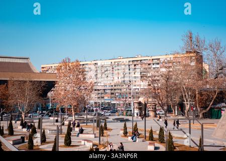 kommunistische Wohnblocks aus der Sowjetzeit in Jerewan, Armenien Stockfoto
