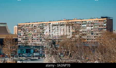 kommunistische Wohnblocks aus der Sowjetzeit in Jerewan, Armenien Stockfoto