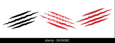 Symbol „Pfote“, „Kratzer“, „Krallen“. Vektorgrafik. Flaches Design. Stock Vektor