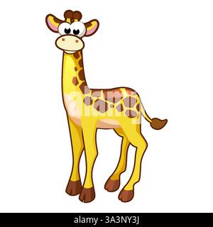 Karikaturgiraffe isoliert auf weißem Hintergrund. Zeichentricktierillustration im Vektor Stock Vektor