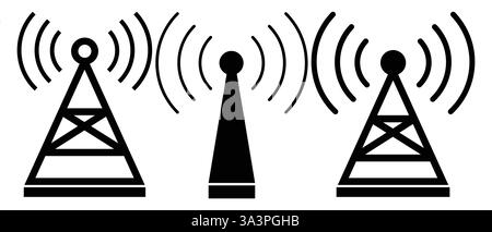 Symbol für den Kommunikationsturm, Vektorgrafik Stock Vektor