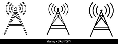 Symbol des Mobiltelefonturms auf weißem Hintergrund. Wireless-Technologie. Symbol, Schaltfläche, grafisches Designelement Stock Vektor