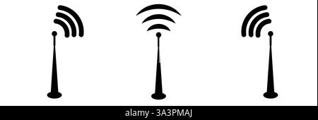 Funkturm-Symbol. Kommunikationsturm der Basisstation des mobilen Funkgeräts. Stock Vektor