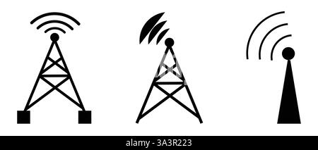Antenne Funkturm-symbol im flachen Stil. Rundfunk Vector Illustration auf weißem Hintergrund isoliert. Wlan Business Konzept. Stock Vektor