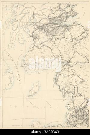 "Großbritannien zeigt alle Eisenbahn…" NW England & Schottland. KARTE VON DOWER im Jahr 1868 Stockfoto