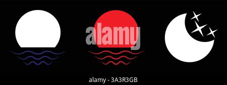 Vektorsymbol Sonne und Mond. Tag und Nacht gefülltes Glyphensymbol. Stock Vektor