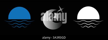 Legen Sie Morgen Tag-Abend-Nacht-Symbol Stock Vektor