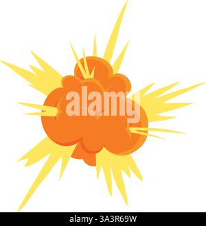 Explosion der Zeichentrickbewegung. Animierte Explosionsaufnahme, Explosionsgefahr. Symbol für Vektorgrafik für Explosionseffekte. Animation von Explosionskommentaren, Stock Vektor
