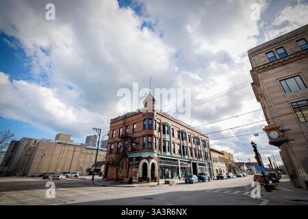 Das Independent Order of Odd Fellows Building (I.O.O.F.) an der 927 South 8th Street, erbaut 1899 in Manitowoc, Wisconsin. Stockfoto