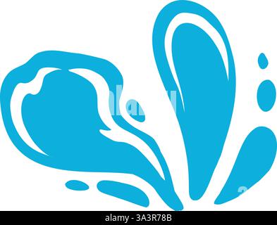 Silhouette mit Wasserspritzern. Zeichentrickfilm flüssiges Wasser Tropfen, Ströme und Wellen, schwarze Aqua spritzt flache Vektor Illustration Symbol. Silhouetten mit Wasserspritzern auf Stock Vektor