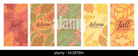 Herbsthintergrund mit bunten Herbstblättern, lebhaften Mustern und saisonalem Laubdesign Stock Vektor