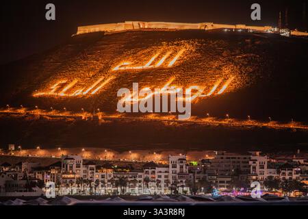 Agadir in Marokko. Atlantik. Marokkanische Architektur und Kultur. Reiseziele in Marokko. Marokkanische Wahrzeichen. Besuchen Sie Marokko. Sommerausflug Stockfoto