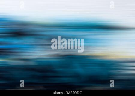 Blau und weiß verschwommener Bewegungshintergrund horizontal Stockfoto