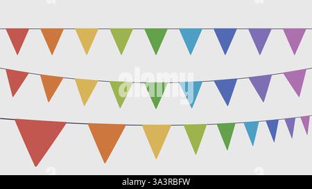 Bunte Partygirlanden im Set auf weiß Stock Vektor