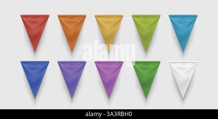 Realistische Fahnen aus Stoff im großen Set Stock Vektor