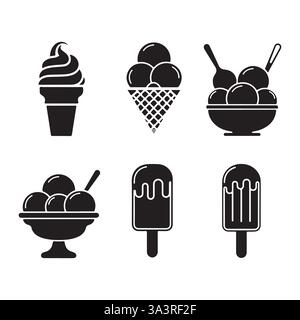 Eissymbole, Dessertsymbole, Gefrorene Leckereien Stock Vektor