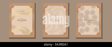 Luxuriöse Hochzeitseinladungskarte Vorlage eleganter Hintergrund Vintage-Design mit einfachem Rahmen, Vektorkunstillustration Stock Vektor