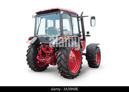 Moderner Radtraktor isoliert auf weißem Hintergrund Stockfoto