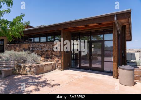 Das Besucherzentrum am Cleveland-Lloyd Dinosaur Quarry / Jurassic National Monument, Utah. Stockfoto