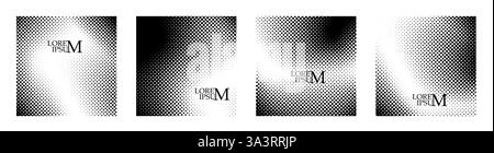 Stellen Sie die Hintergründe für Rasterpunkte ein. Handzeichnung. Nicht AI, Vektorillustration. Stock Vektor