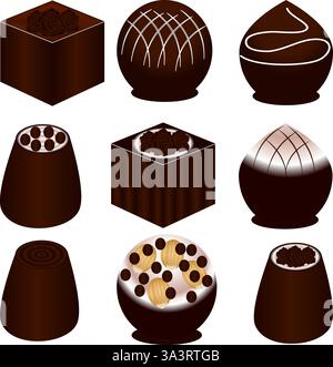 Set von Schokolade Bonbons. Stock Vektor