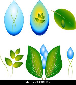 Eine Reihe von Logos der Natur. Stock Vektor