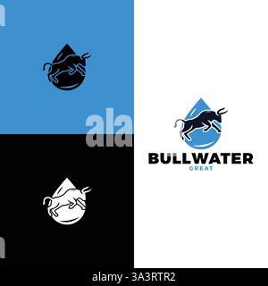 Design-Vorlage für das Symbol „Bull Water Drops“ Stock Vektor