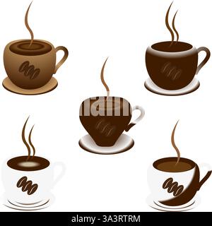 Ein Set Tassen Kaffee. Stock Vektor