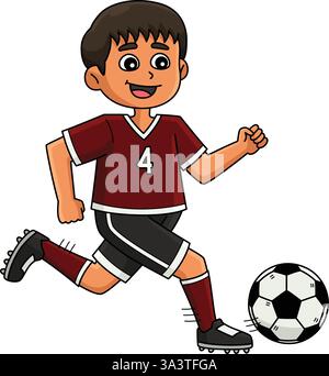 Männlicher Fußballspieler Running Ball Cartoon Clipart Stock Vektor
