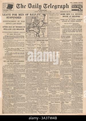1940-Titelseite Daily Telegraph lassen für BEF Männer ausgesetzt Stockfoto