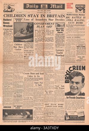 1940-Titelseite Daily Mail Luftschlacht um England Stockfoto