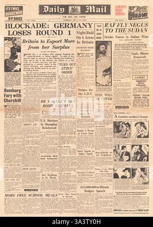 1940-Titelseite Daily Mail Luftschlacht um England Stockfoto
