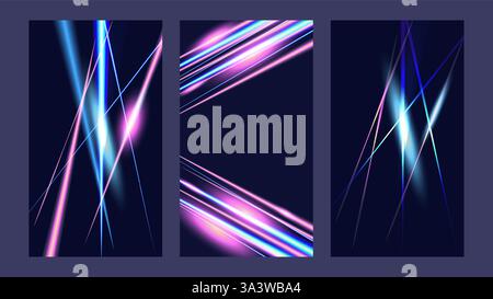 Bewegungslichteffekte. Poster für Geschwindigkeitsanzeige. Abstrakte Lichtspuren. Poster mit Banner-Design-Webseite. Stock Vektor