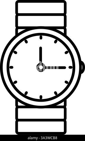 Herren Analoguhren, einfache schwarz-weiße Linienzeichnung Symbol der Kleidung, Vektor-Illustration Stock Vektor