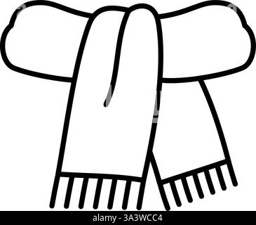 Schal, einfache schwarz-weiße Linienzeichnung Symbol der Kleidung, Vektor-Illustration Stock Vektor