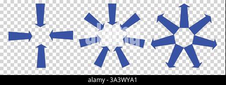 Pfeilsymbol nach innen nach außen Navigationspunkt. Stock Vektor