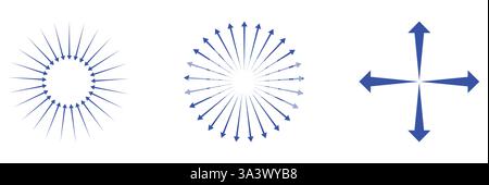 Pfeil zeigt in der Mitte, Symbol für Pfeil nach innen. Stock Vektor