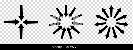 Pfeilsymbol nach innen nach außen Navigationspunkt. Stock Vektor