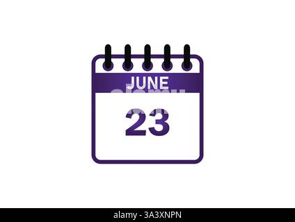 Kalendersymbol Für Den 23. Juni – Illustration Für Violettes Datum Stock Vektor