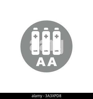 Drei aa-Batterieetiketten. Vektorsymbol oder Aufkleber mit 3 Batterien. Stock Vektor