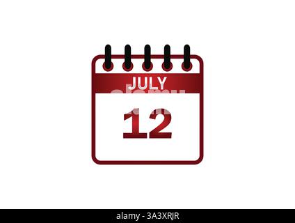 Kalendersymbol vom 12. Juli – Feiertage, Veranstaltungen und wichtige Termine Stock Vektor