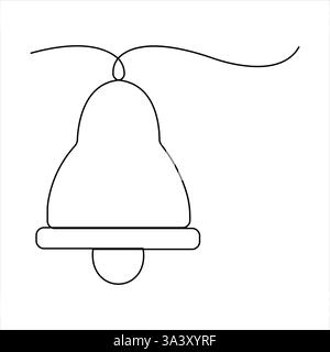 Glocke durchgehende, einzeilige Zeichnung des Designs. Glocke lineares Design Umrissvektor-Illustration Stock Vektor