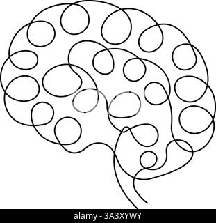 Menschliches Gehirn durchgehende einzeilige Kunstzeichnung der Intelligenzvektorillustration Stock Vektor