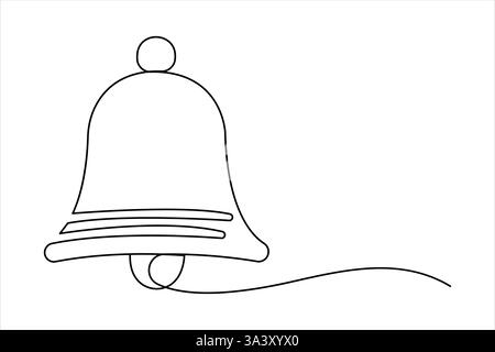 Glocke durchgehende, einzeilige Zeichnung des Designs. Glocke lineares Design Umrissvektor-Illustration Stock Vektor