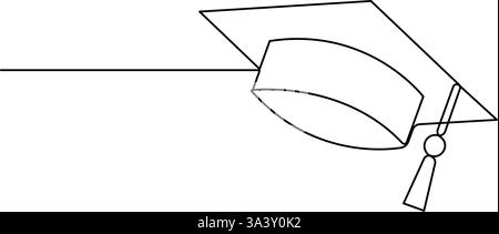 Durchgehende einzeilige Kunstzeichnung der Graduierung Hut Design Vektor Illustration Stock Vektor