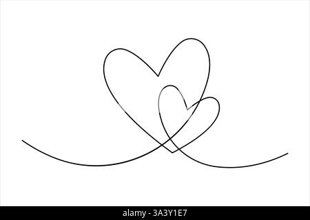 Kontinuierliche eine Linie Kunst Zeichnung Liebe Hand gezeichnet Vektor Illustration Herz valentinstag Stock Vektor
