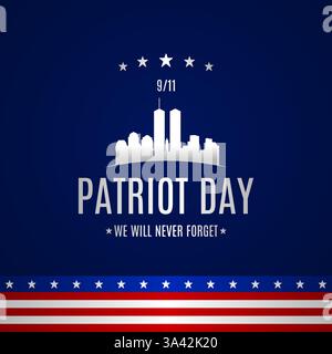 Patriots Day, 11. September. Vektorabbildung. Geeignet für Poster, Banner, Hintergrund und Grußkarte. Stock Vektor
