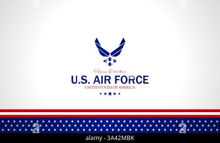 Alles Gute zum Geburtstag United States Air Force Vektor Illustration. Geeignet für Poster, Banner, Hintergrund und Grußkarte. Stock Vektor