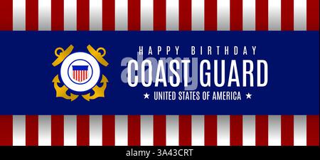 Alles Gute zum Geburtstag United States Coast Guard Thema Vektor Illustration. Geeignet für Poster, Banner, Hintergrund und Grußkarte. Stock Vektor